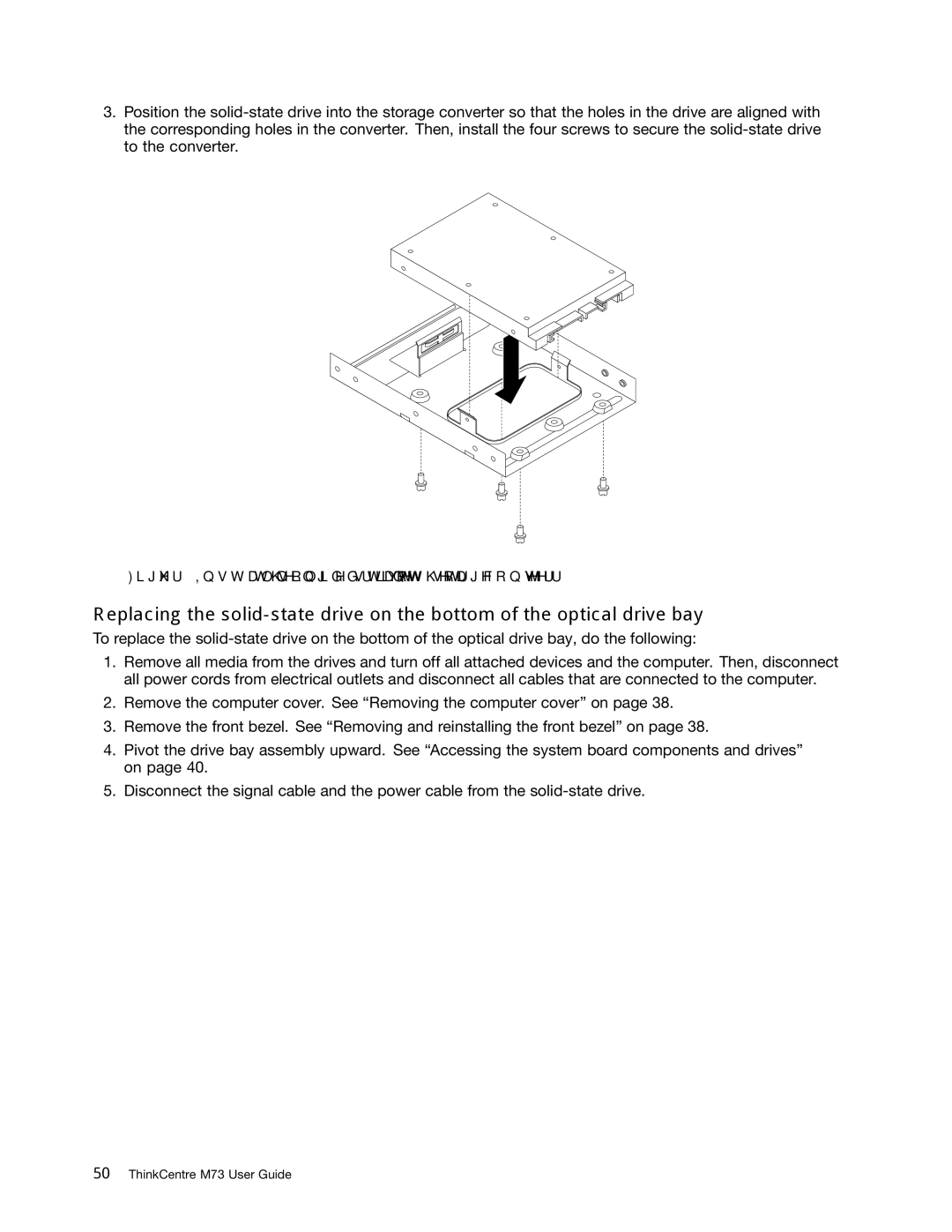 Lenovo M73 manual Installing the solid-state drive into the storage converter 