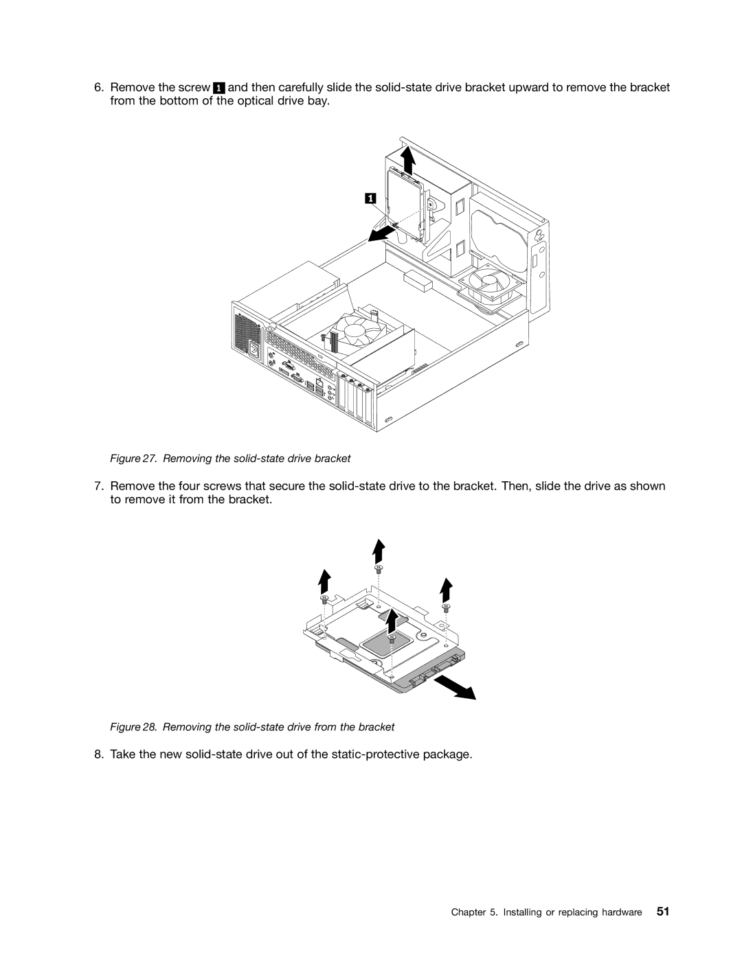 Lenovo M73 manual Removing the solid-state drive bracket 