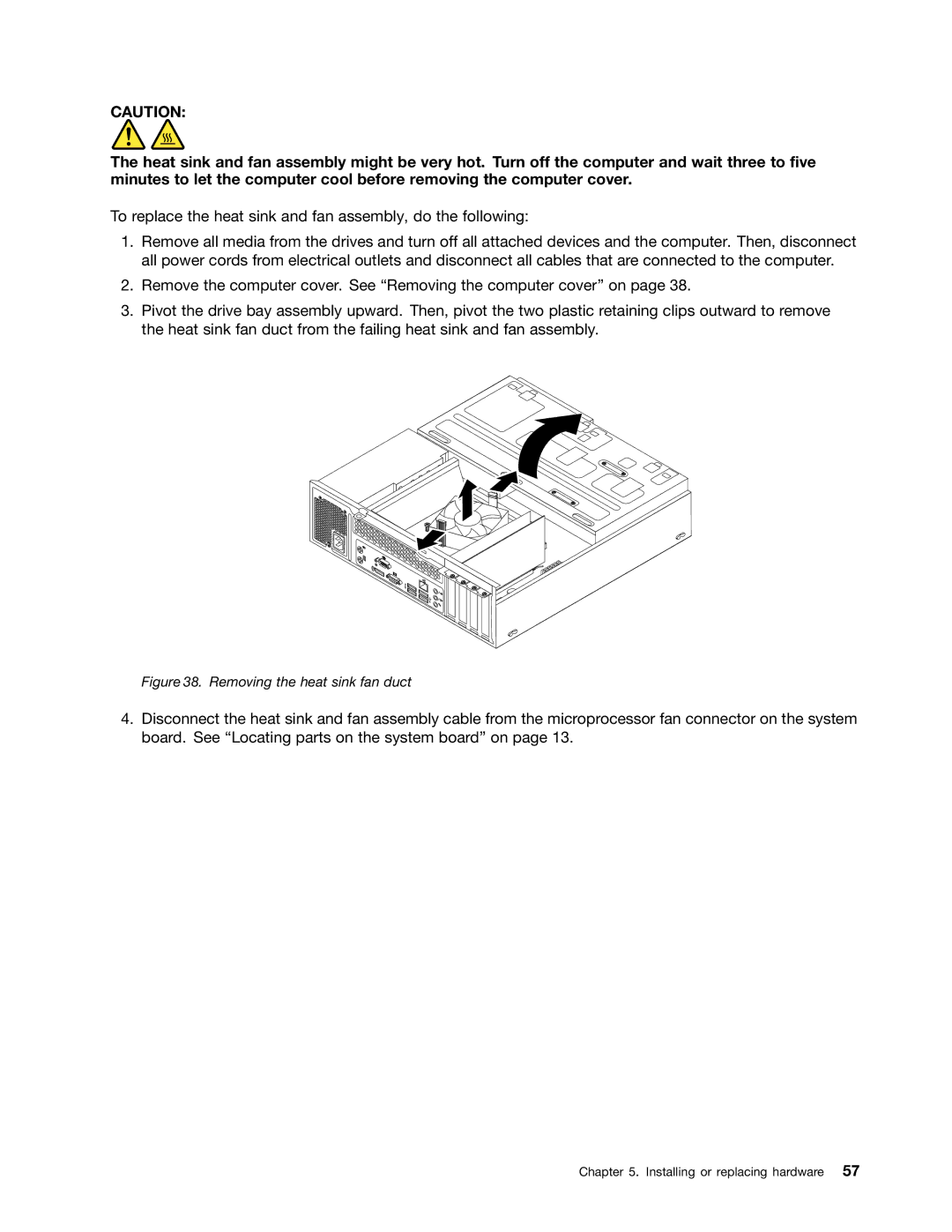 Lenovo M73 manual Removing the heat sink fan duct 