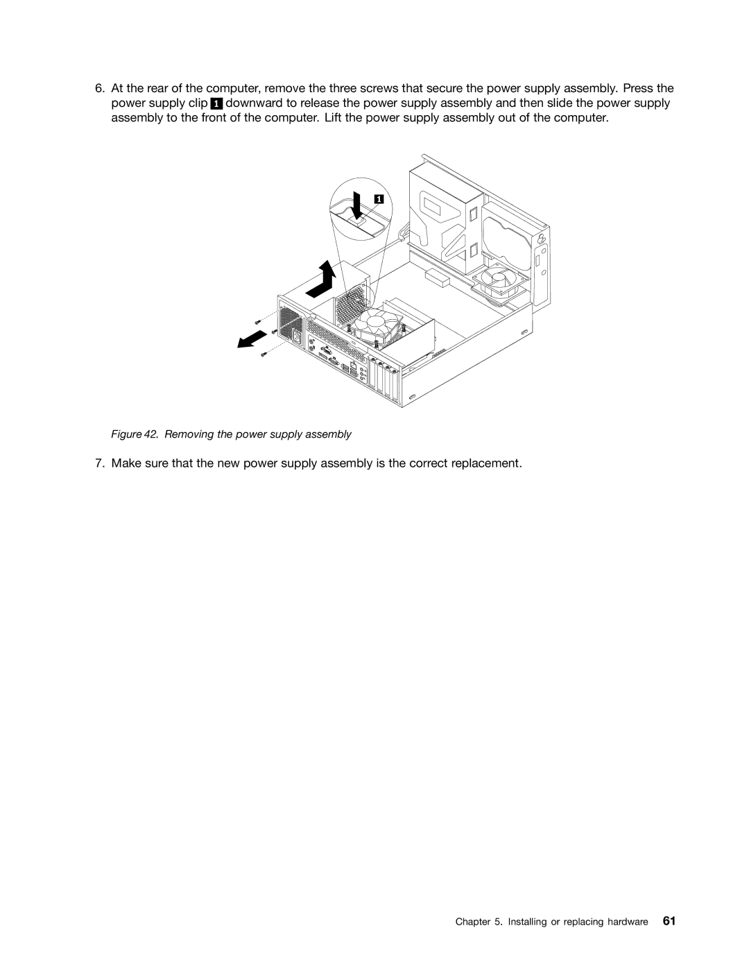 Lenovo M73 manual Removing the power supply assembly 