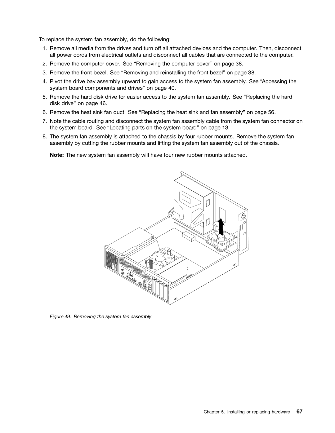 Lenovo M73 manual Removing the system fan assembly 