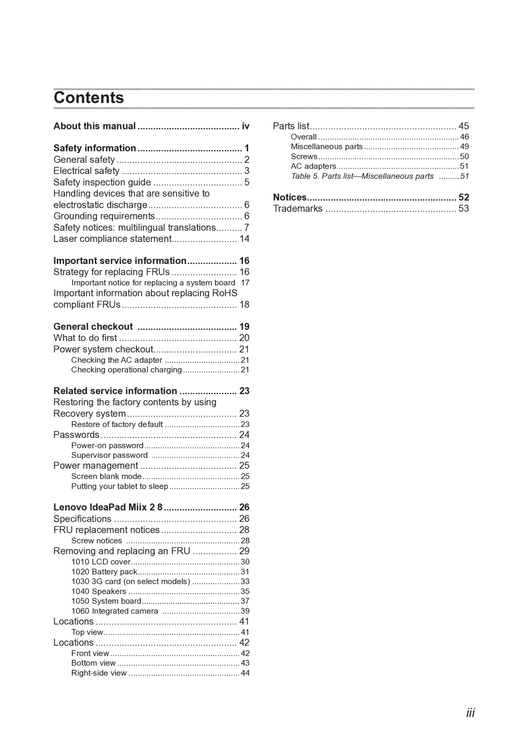 Lenovo MIIX 2 8 manual Contents 