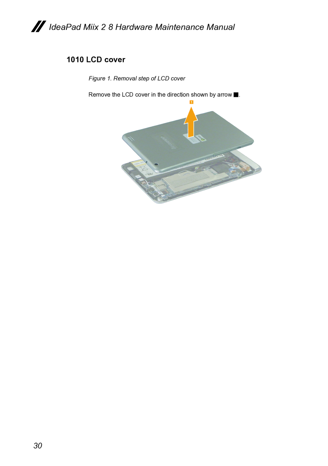 Lenovo MIIX 2 8 manual Removal step of LCD cover 