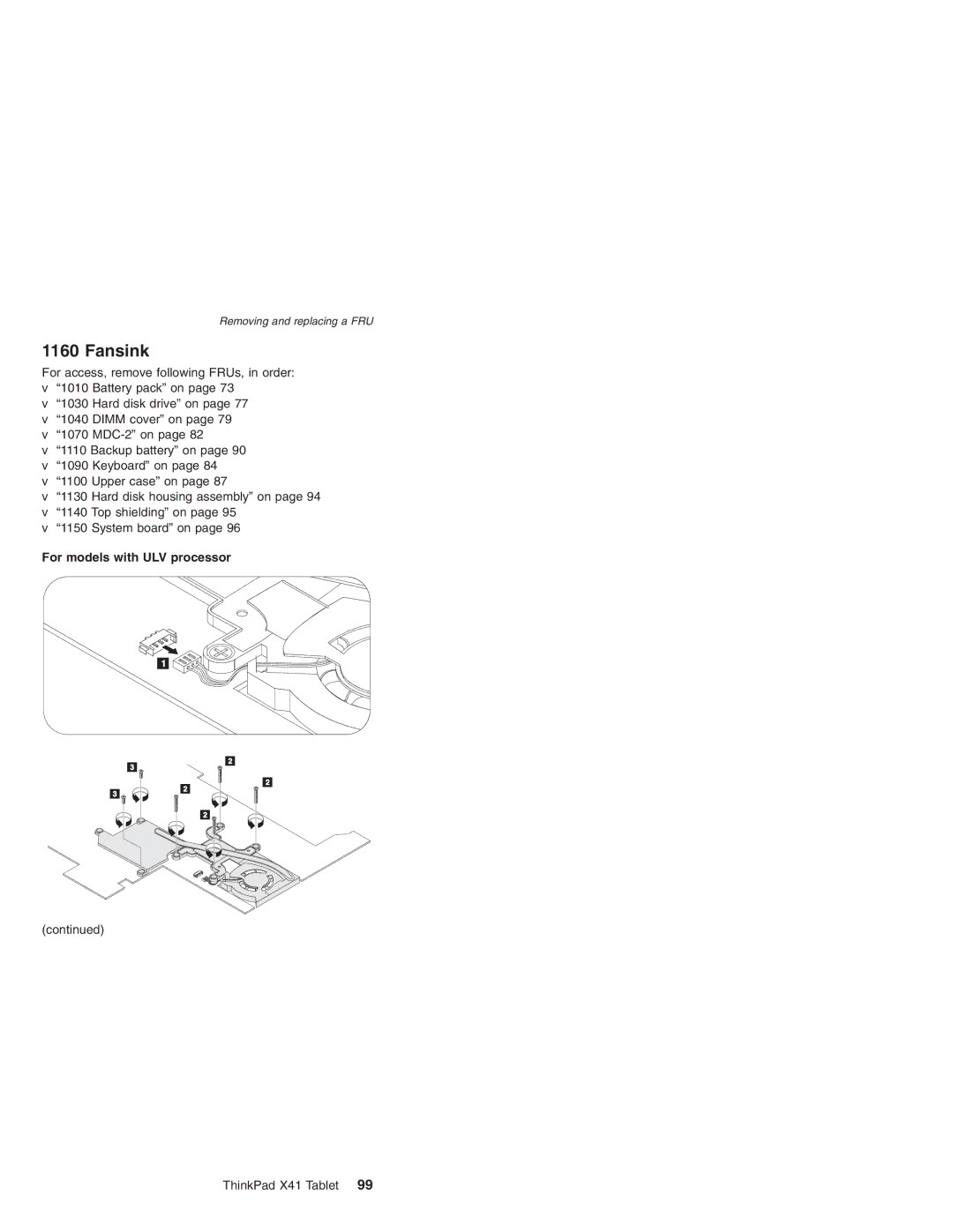 Lenovo MT 1869, MT 1867, MT 2506, MT 1866 manual Fansink, For models with ULV processor 