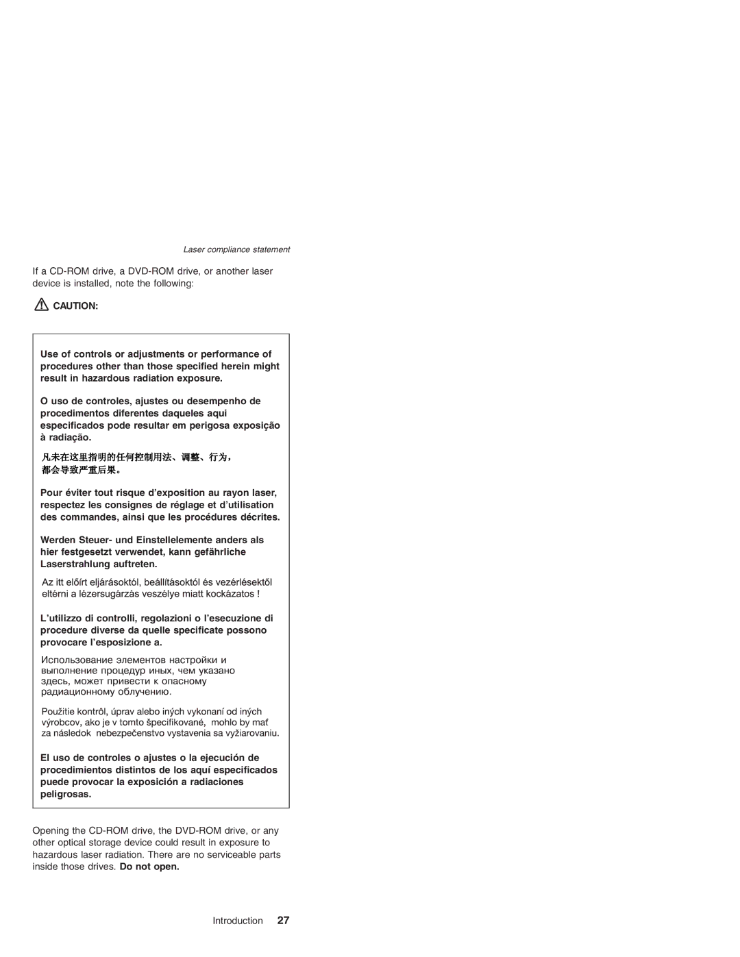 Lenovo MT 1869, MT 1867, MT 2506, MT 1866 manual Laser compliance statement 