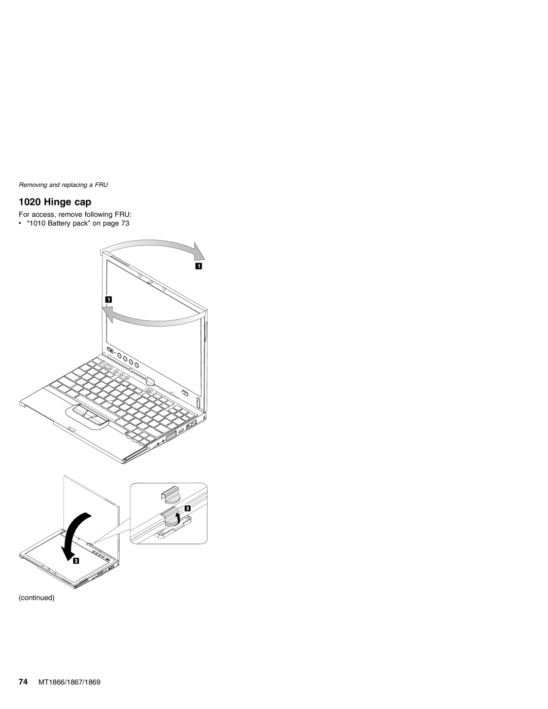 Lenovo MT 1866, MT 1867, MT 2506, MT 1869 manual Hinge cap 