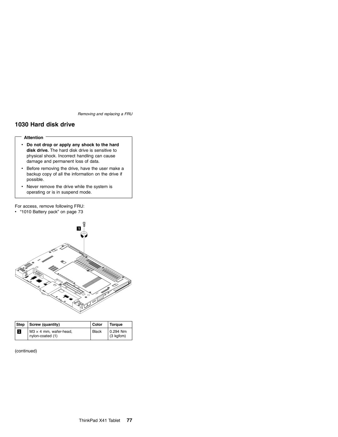 Lenovo MT 2506, MT 1867, MT 1866, MT 1869 manual Hard disk drive, Step Screw quantity Color Torque 