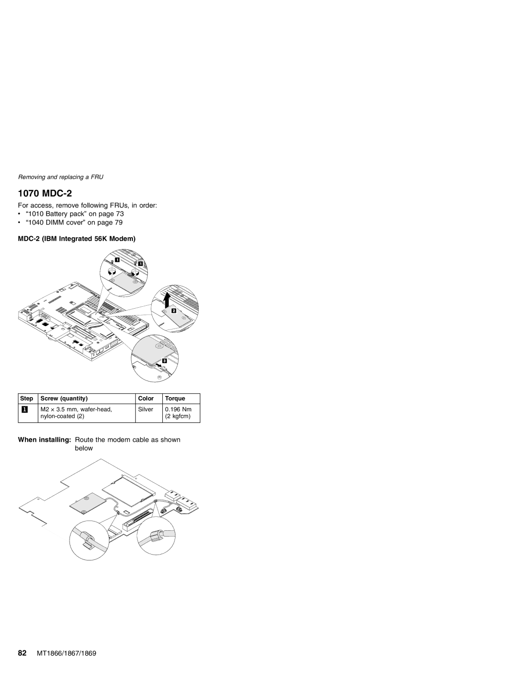 Lenovo MT 1866, MT 1867, MT 2506, MT 1869 manual MDC-2 IBM Integrated 56K Modem 