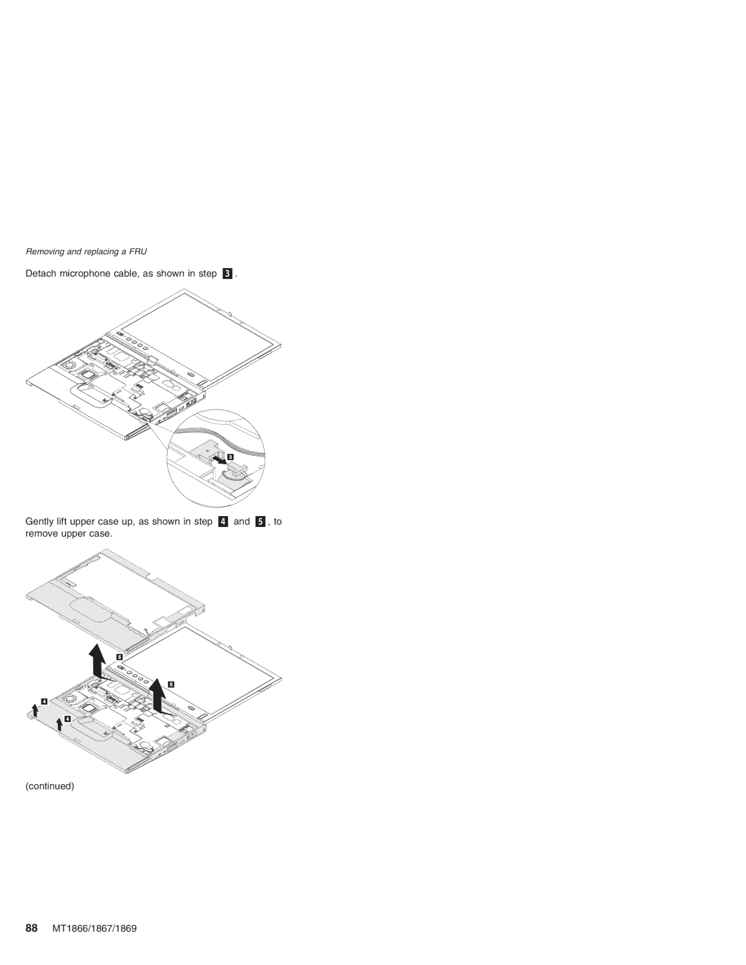 Lenovo MT 1867, MT 2506, MT 1866, MT 1869 manual Removing and replacing a FRU 