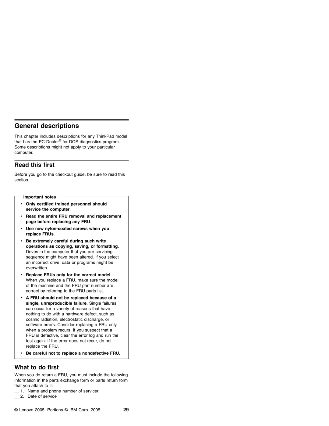 Lenovo MT 2369 manual General descriptions, Read this first, What to do first 