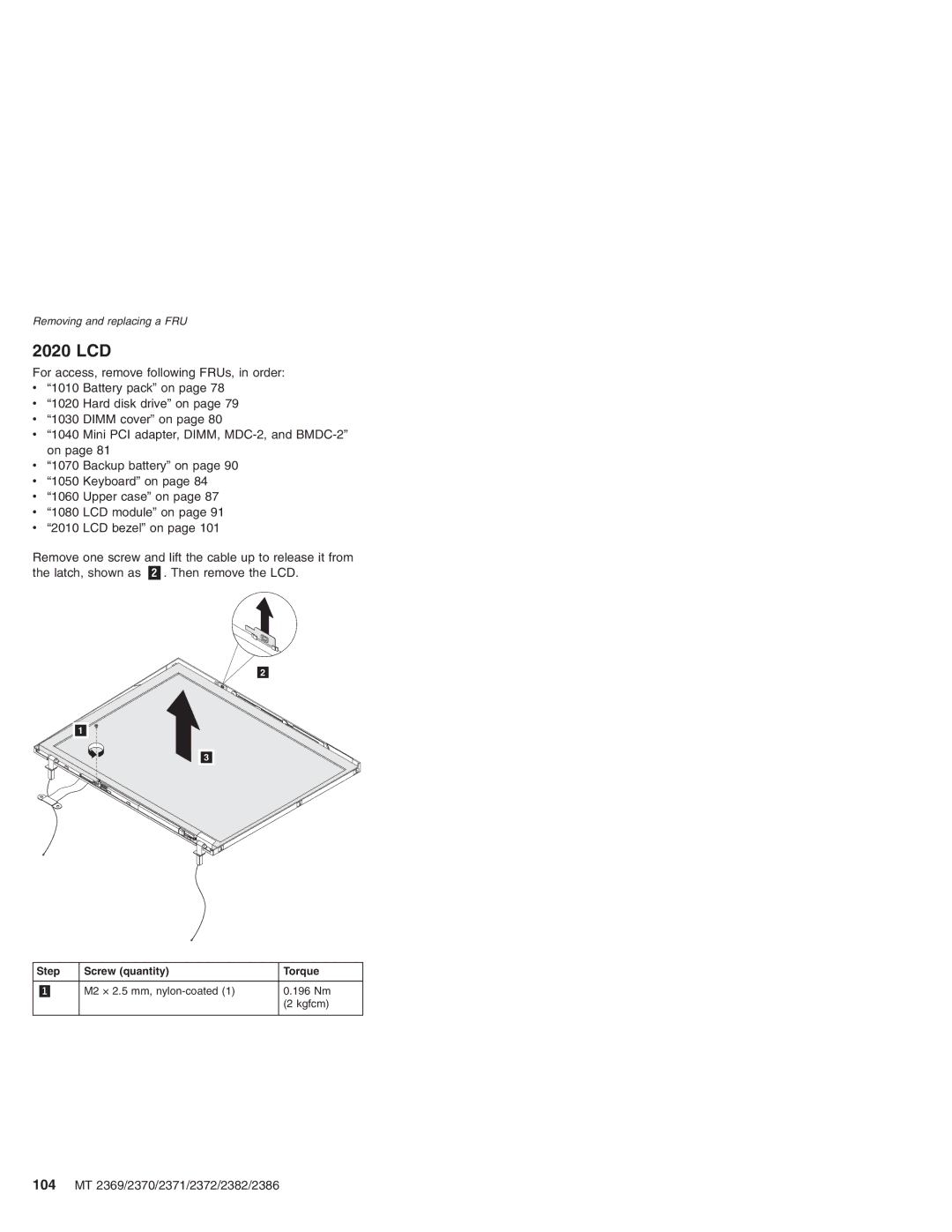 Lenovo manual 2020 LCD, 104 MT 2369/2370/2371/2372/2382/2386 