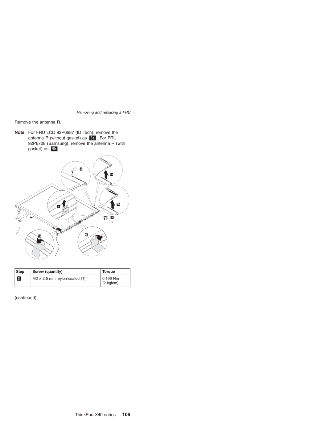 Lenovo MT 2369 manual M2 × 2.5 mm, nylon-coated 196 Nm Kgfcm 