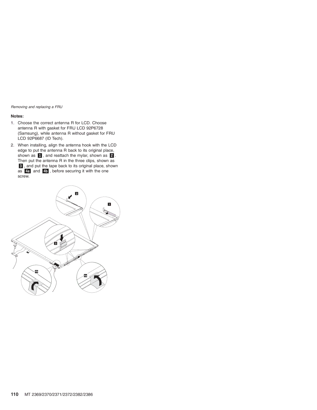 Lenovo MT 2369 manual Removing and replacing a FRU 