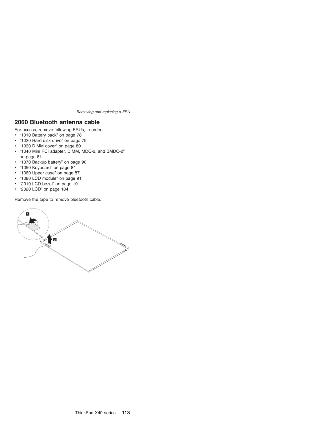 Lenovo MT 2369 manual Bluetooth antenna cable 