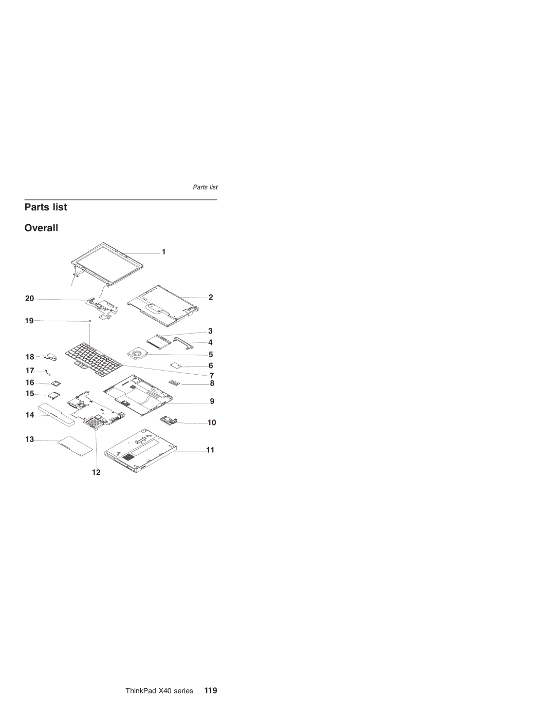 Lenovo MT 2369 manual Parts list Overall 