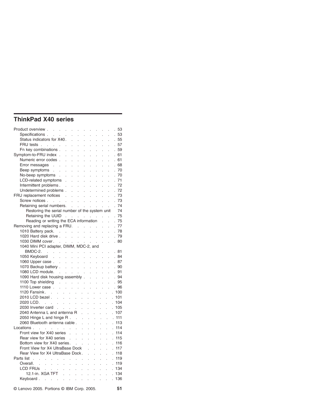 Lenovo MT 2369 manual ThinkPad X40 series, 12.1-in. XGA TFT 