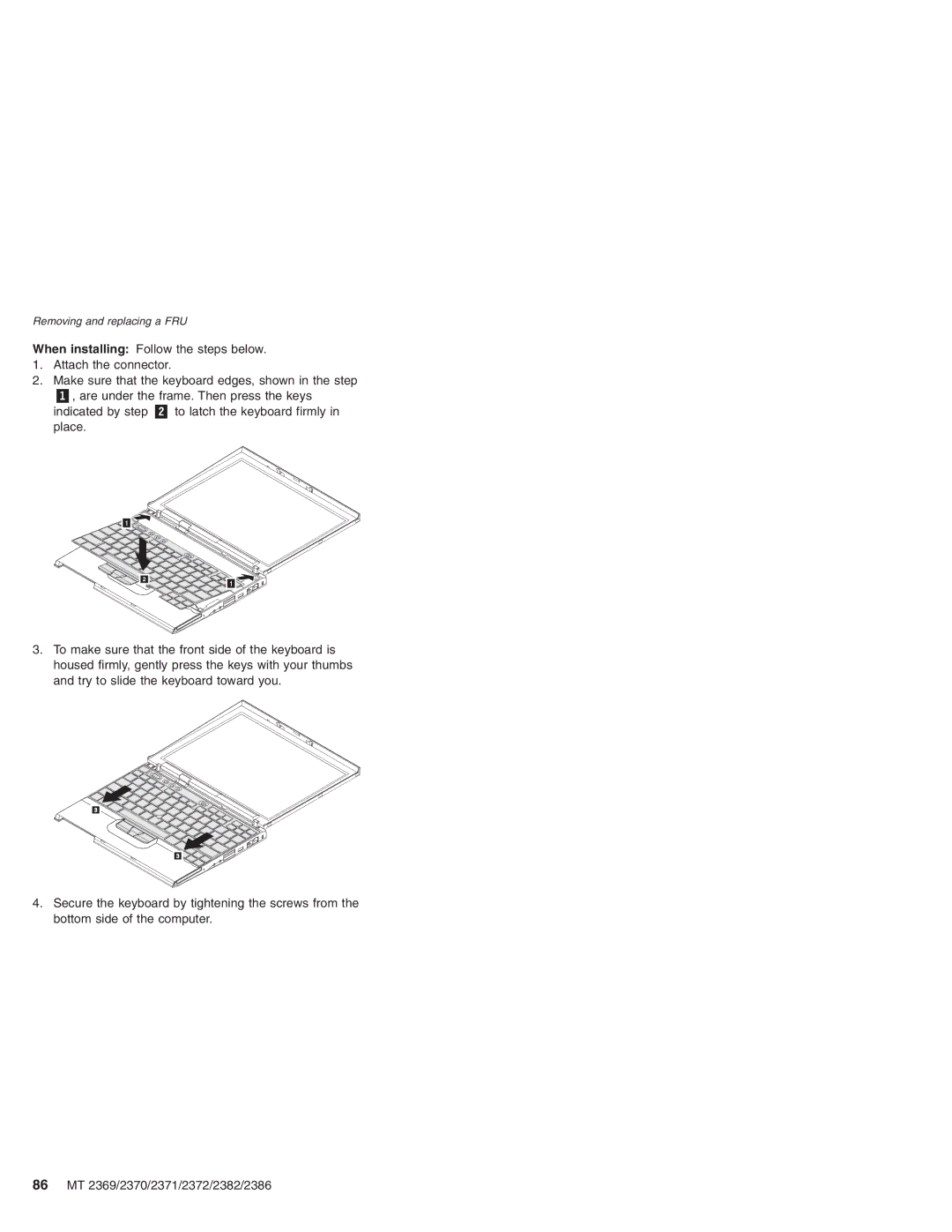 Lenovo MT 2369 manual Removing and replacing a FRU 