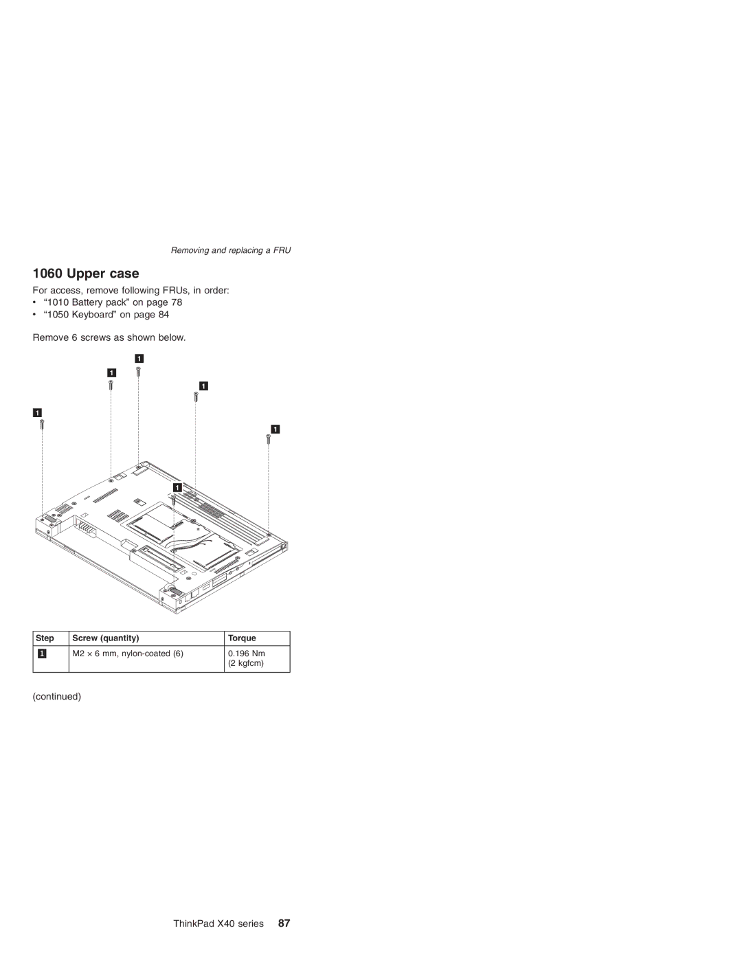 Lenovo MT 2369 manual Upper case, Step Screw quantity Torque 