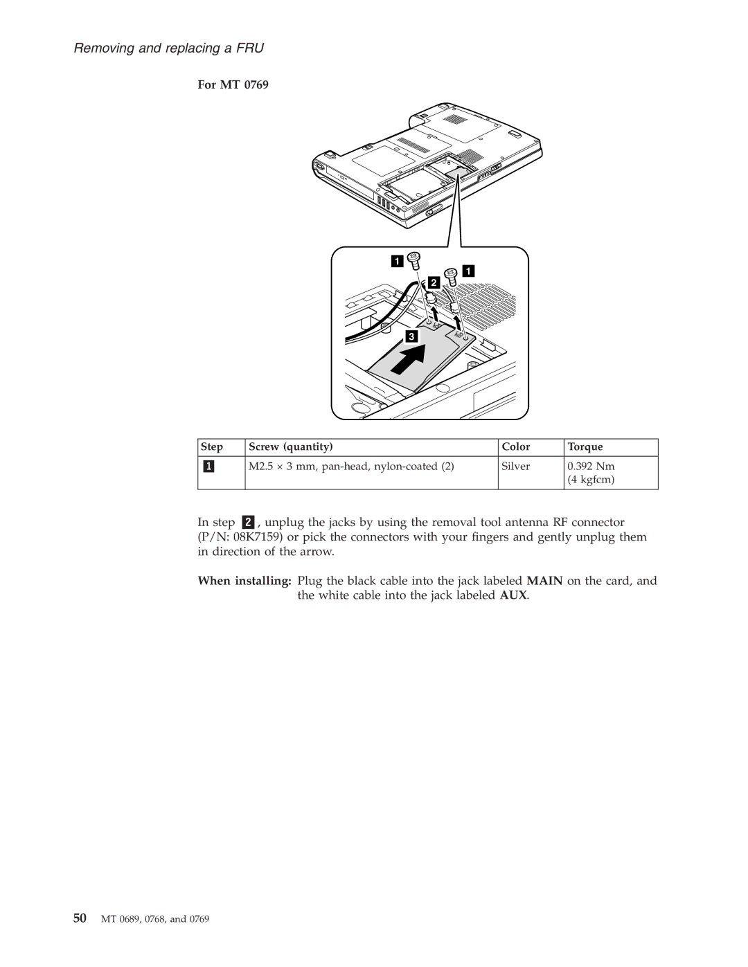 Lenovo N100, N200 manual M2.5 × 3 mm, pan-head, nylon-coated Silver 392 Nm Kgfcm 