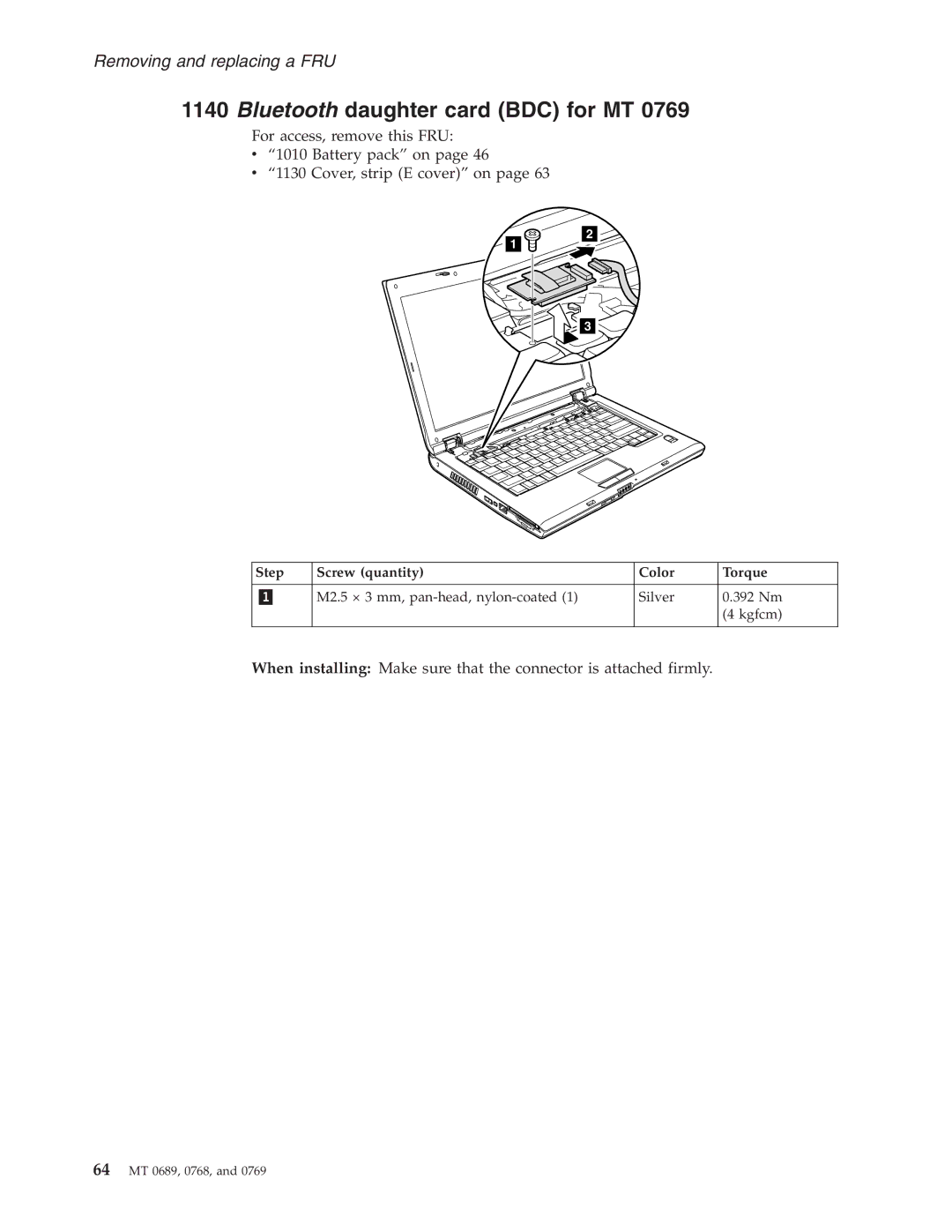 Lenovo N100, N200 manual Bluetooth daughter card BDC for MT 