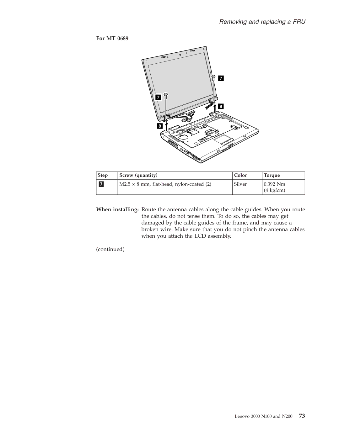 Lenovo N200, N100 manual Step Screw quantity Color Torque 