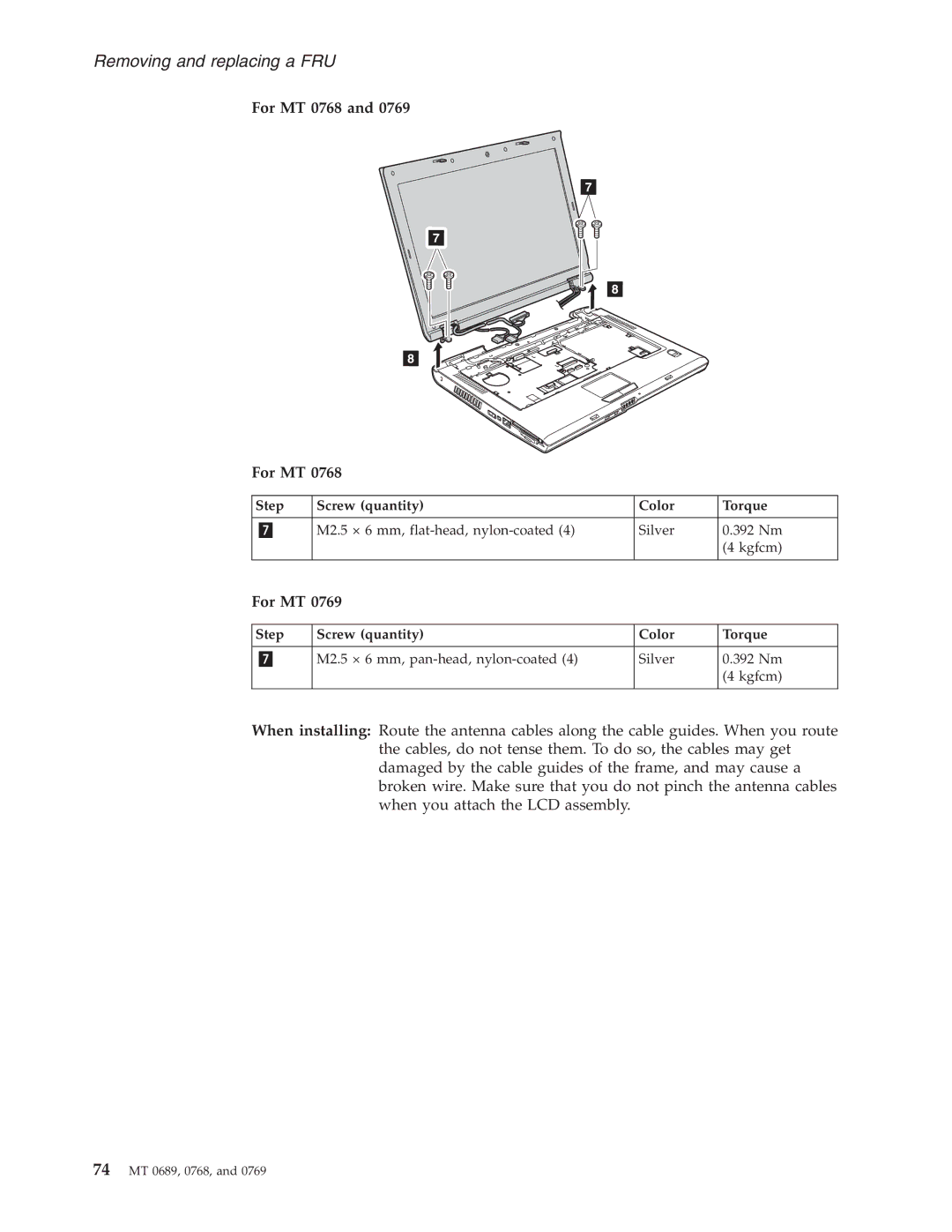 Lenovo N100, N200 manual 74 MT 0689, 0768 