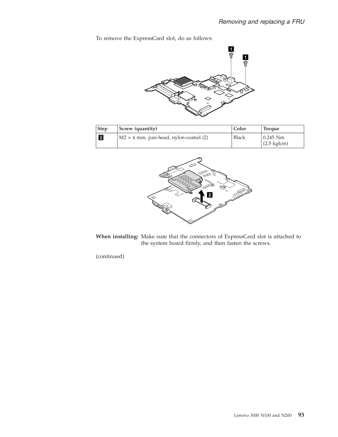 Lenovo N200, N100 manual To remove the ExpressCard slot, do as follows 