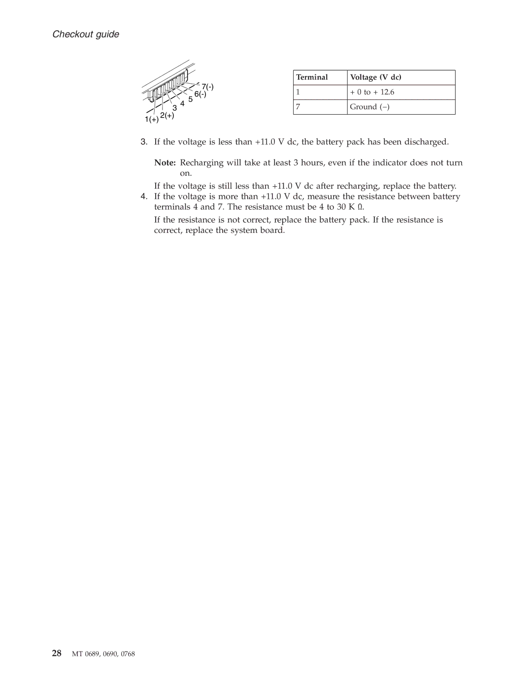 Lenovo N100 manual Terminal Voltage V dc 