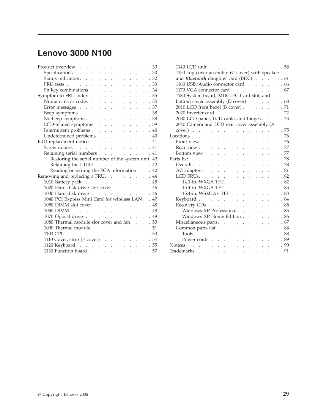 Lenovo manual Lenovo 3000 N100 