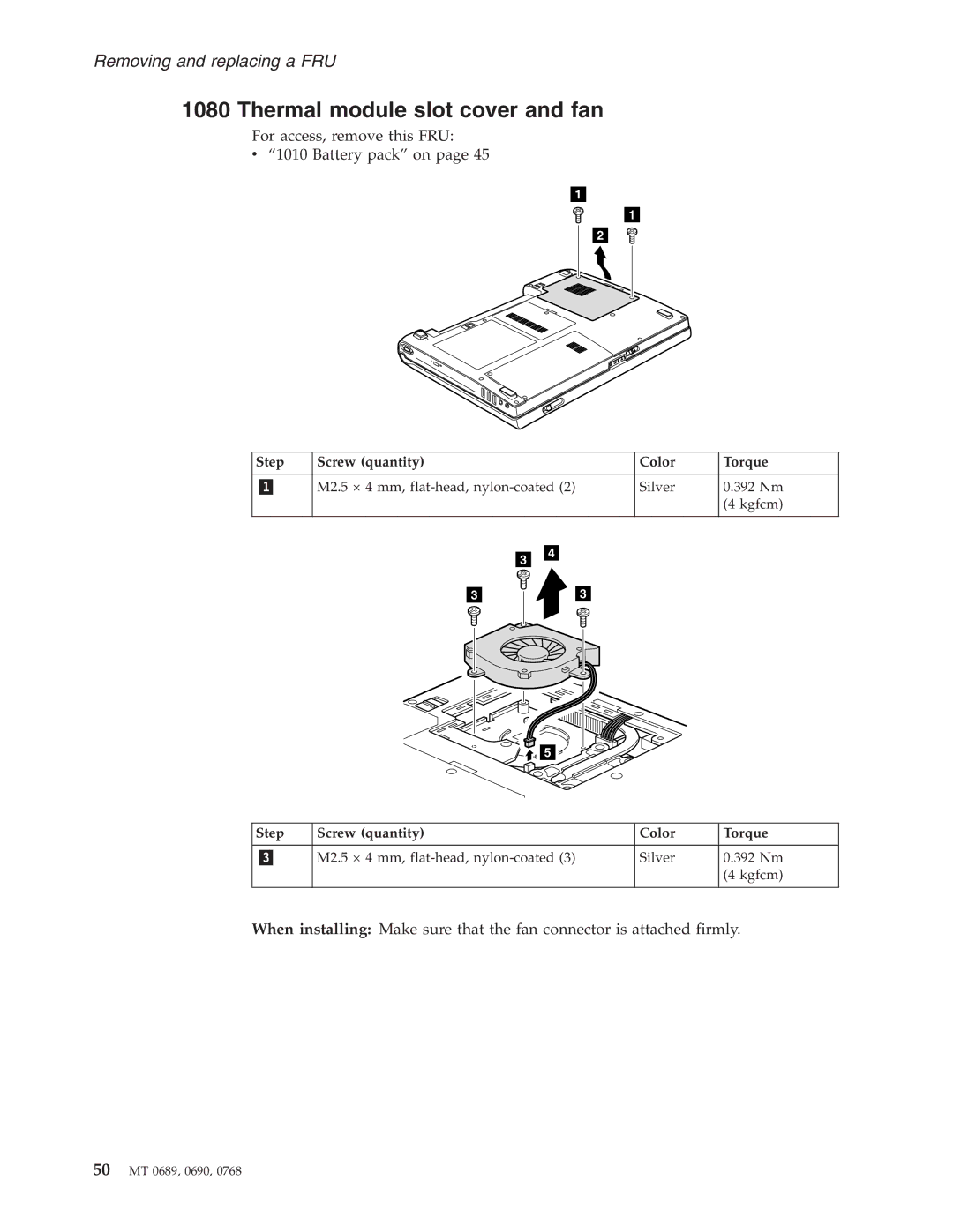 Lenovo N100 manual Thermal module slot cover and fan 