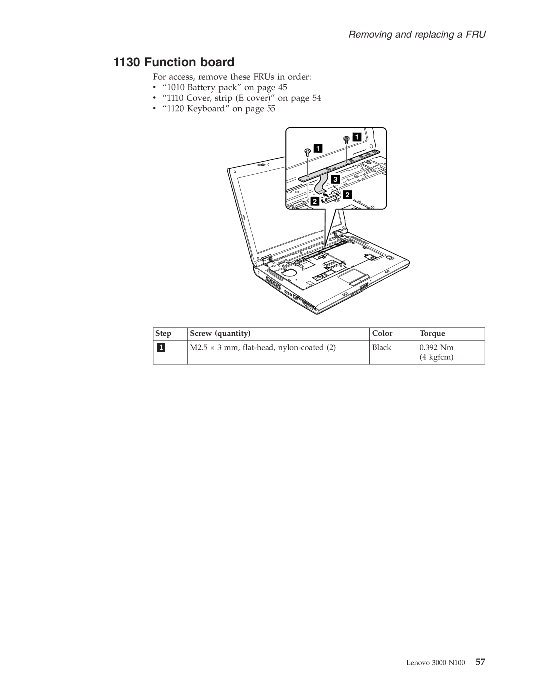 Lenovo N100 manual Function board 