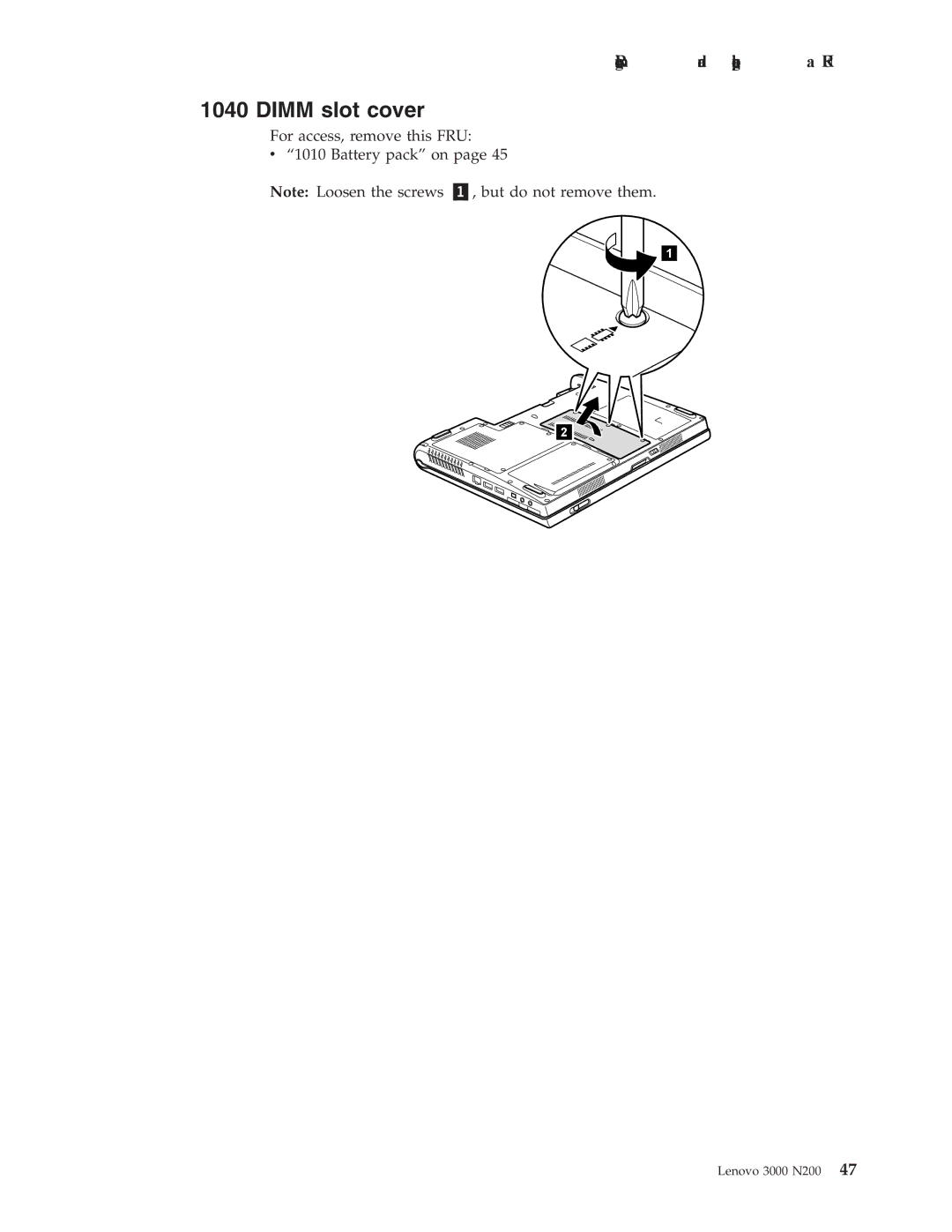 Lenovo N200 manual Dimm slot cover 