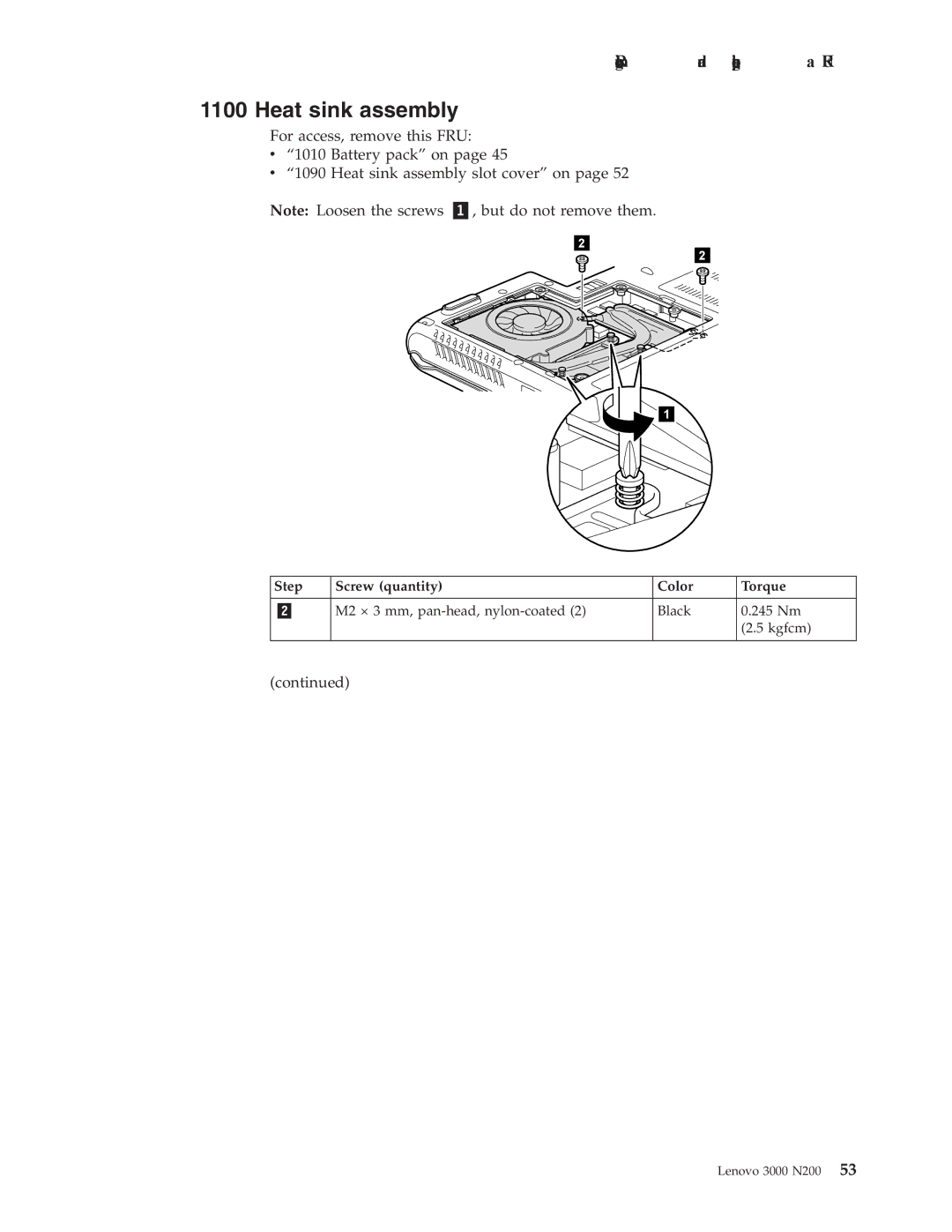 Lenovo N200 manual Heat sink assembly 