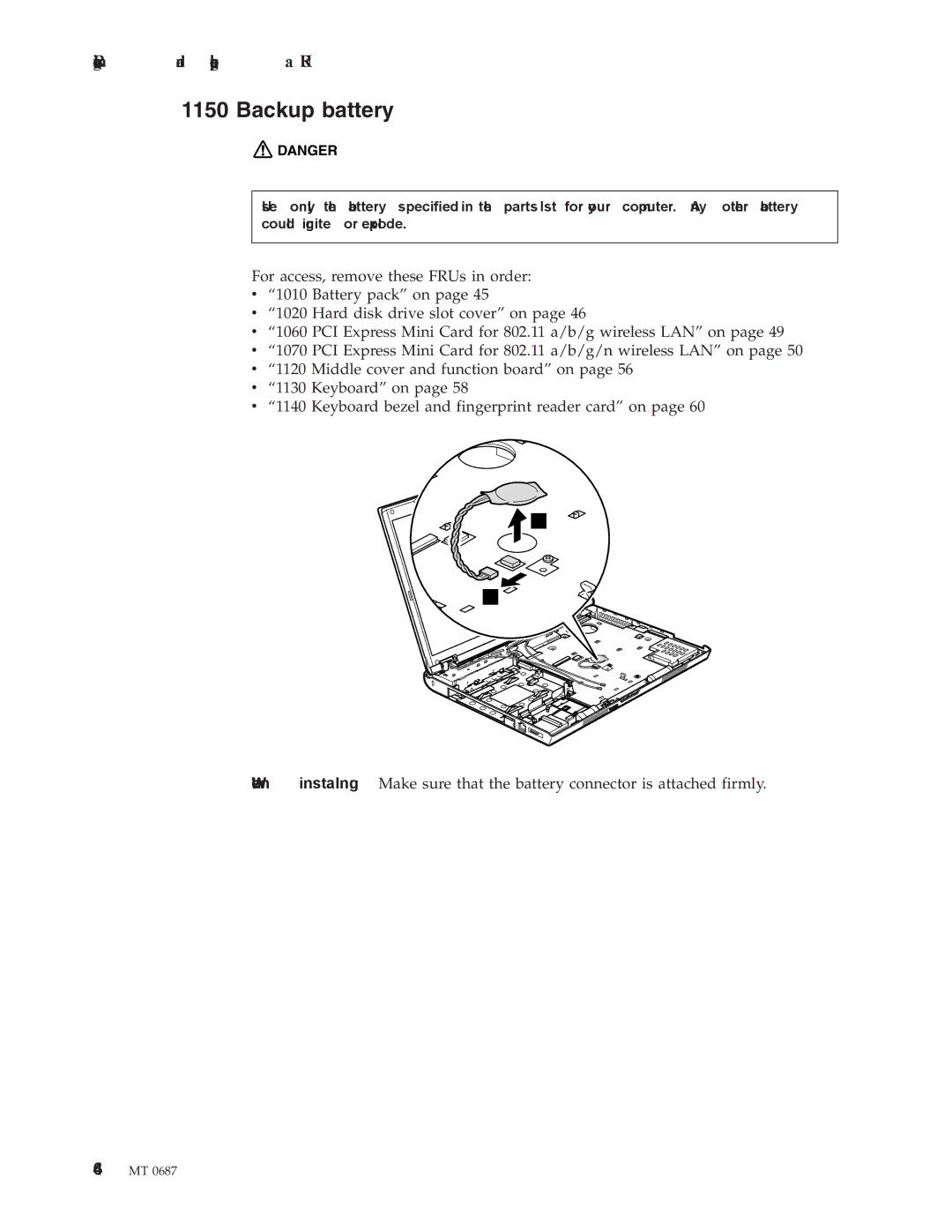 Lenovo N200 manual Backup battery 