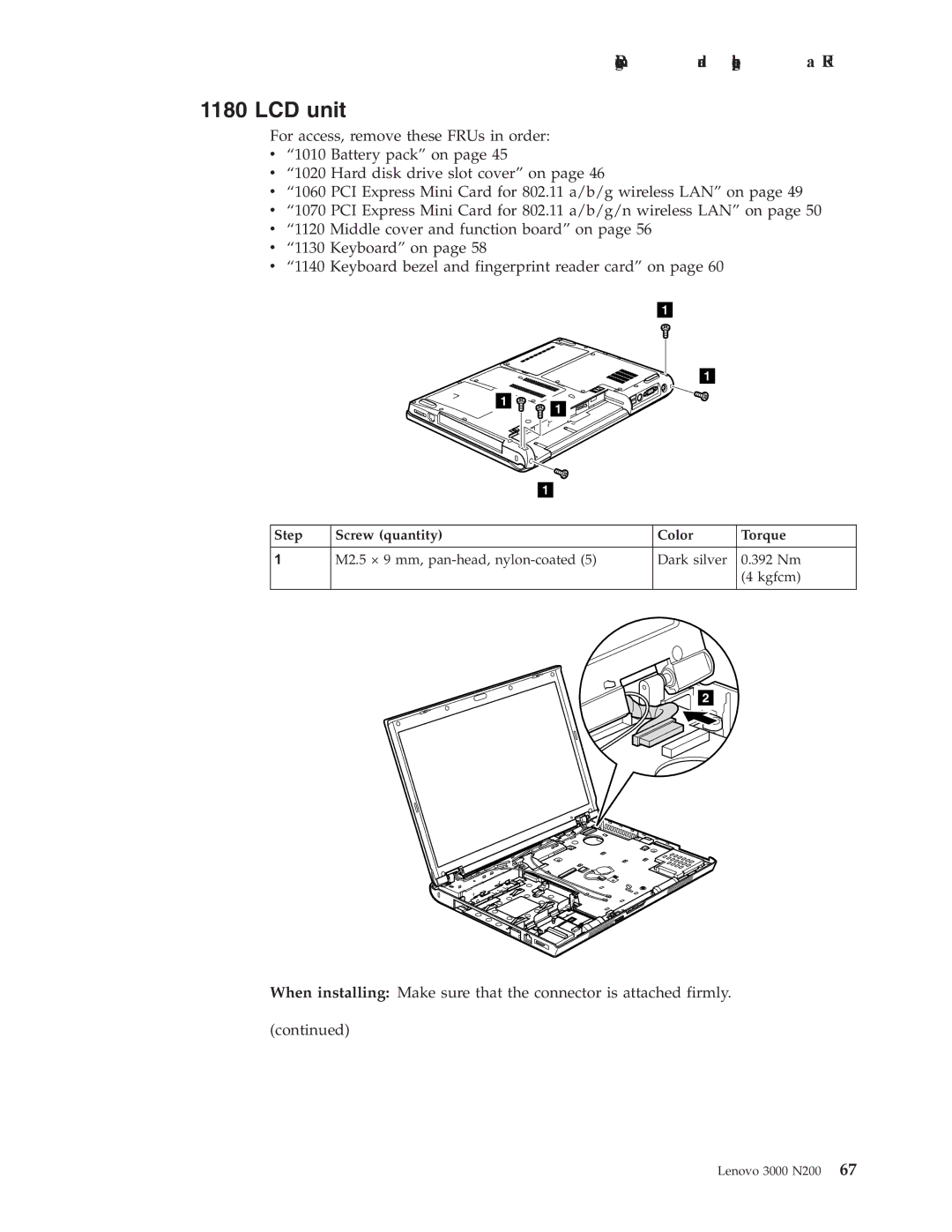 Lenovo N200 manual LCD unit 