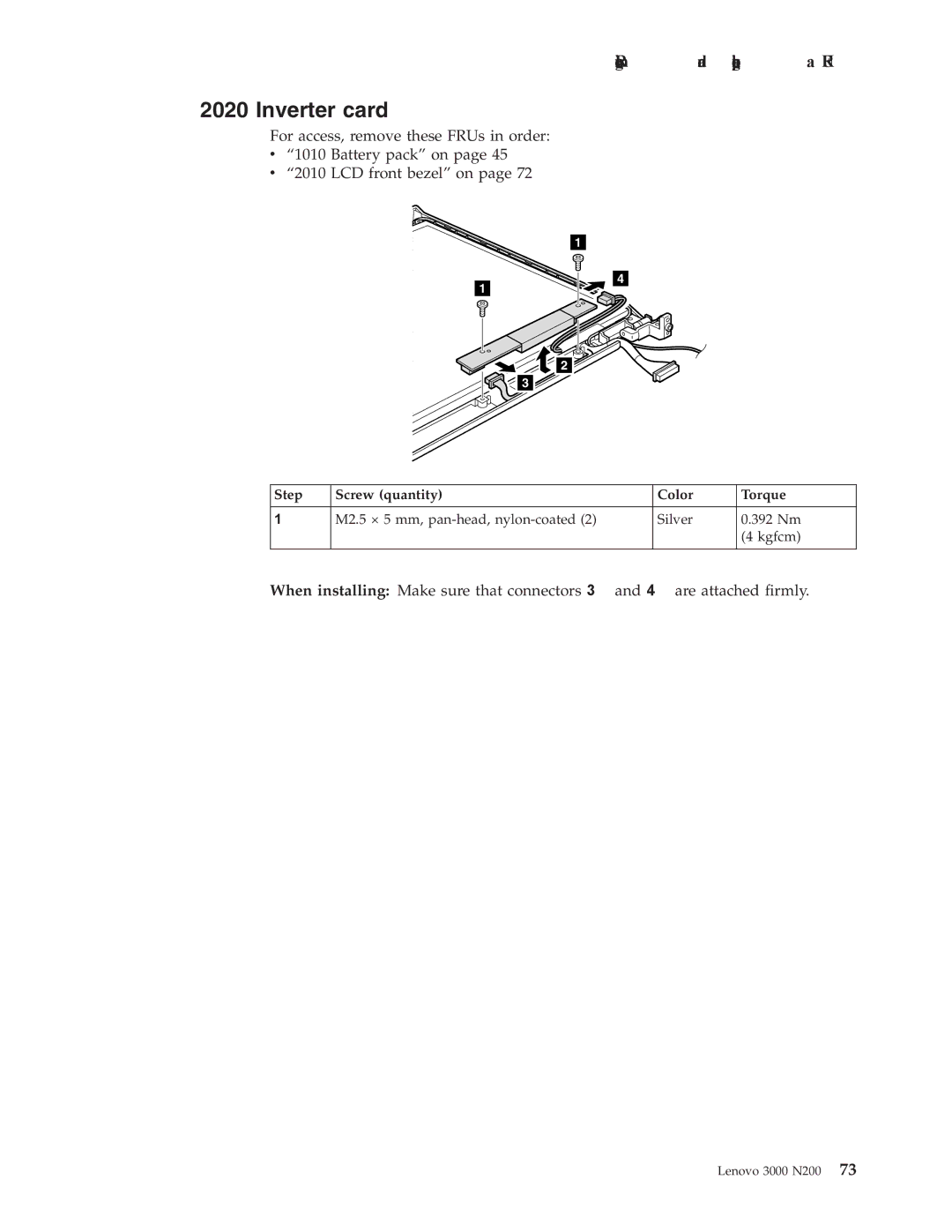 Lenovo N200 manual Inverter card 