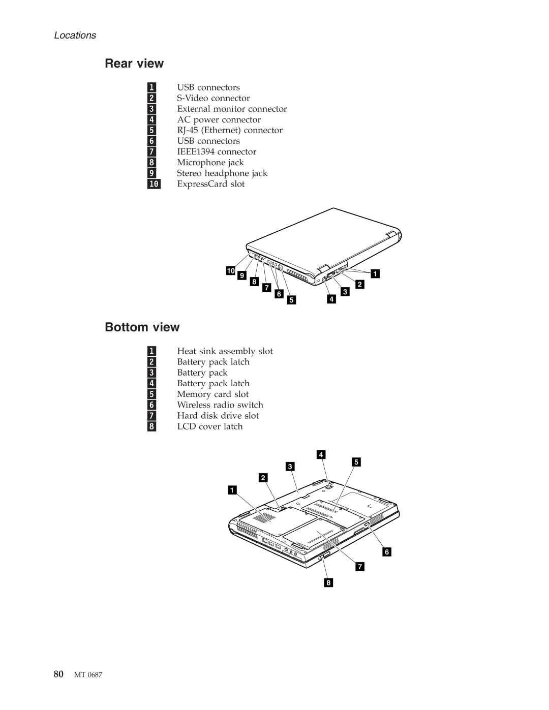 Lenovo N200 manual Rear view, Bottom view 