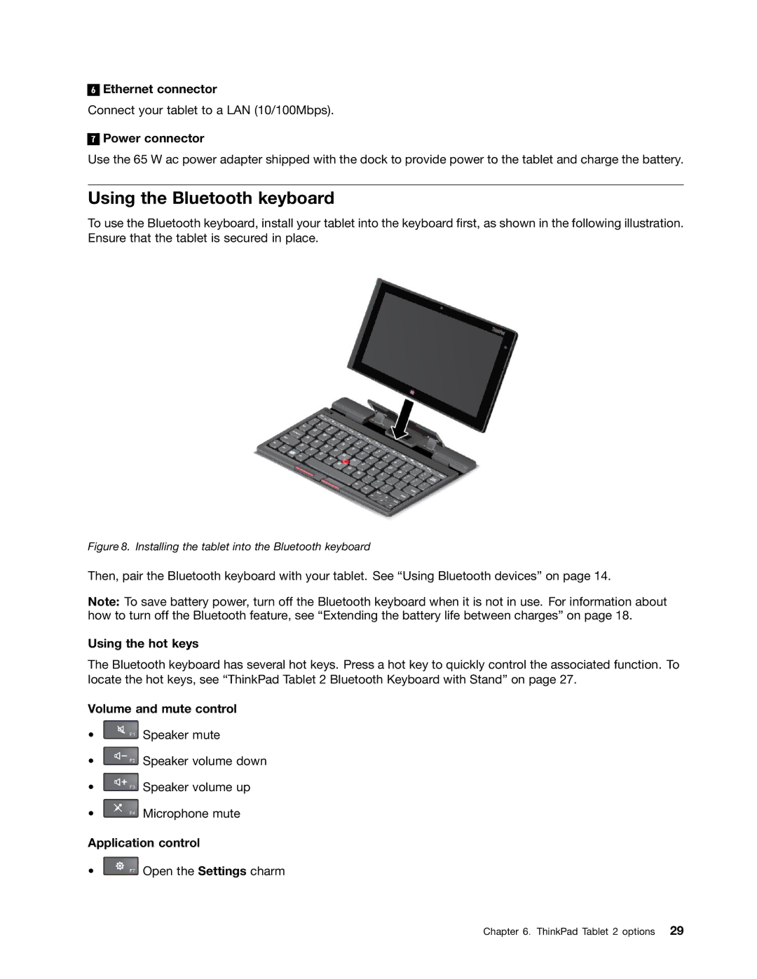 Lenovo N3S2PUK manual Using the Bluetooth keyboard 