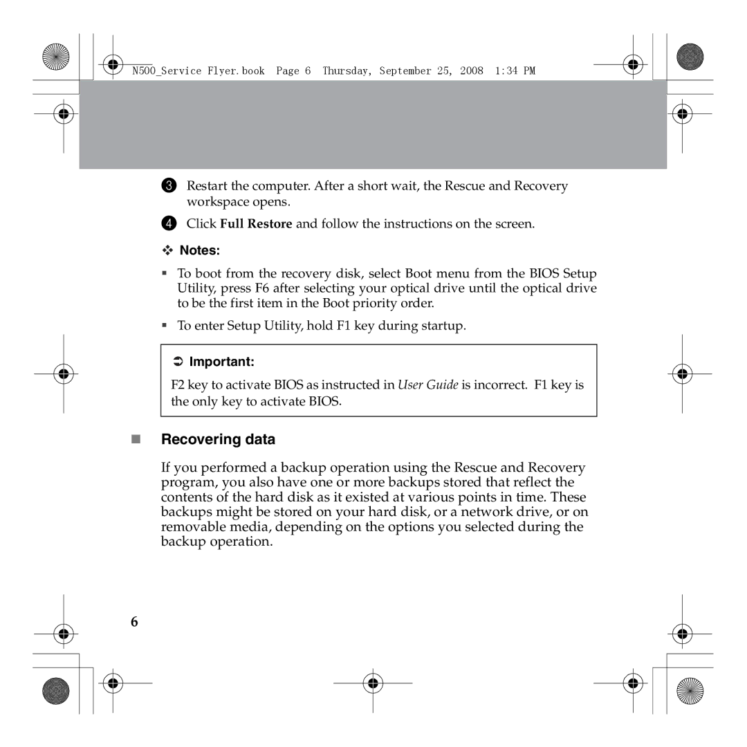 Lenovo N500 manual „ Recovering data 