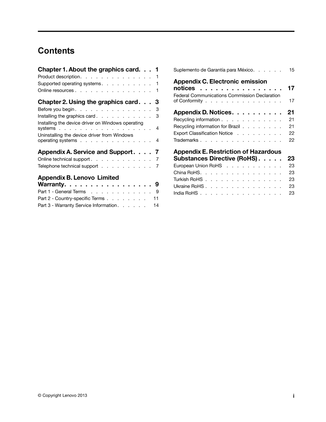 Lenovo NVS 315 manual Contents 