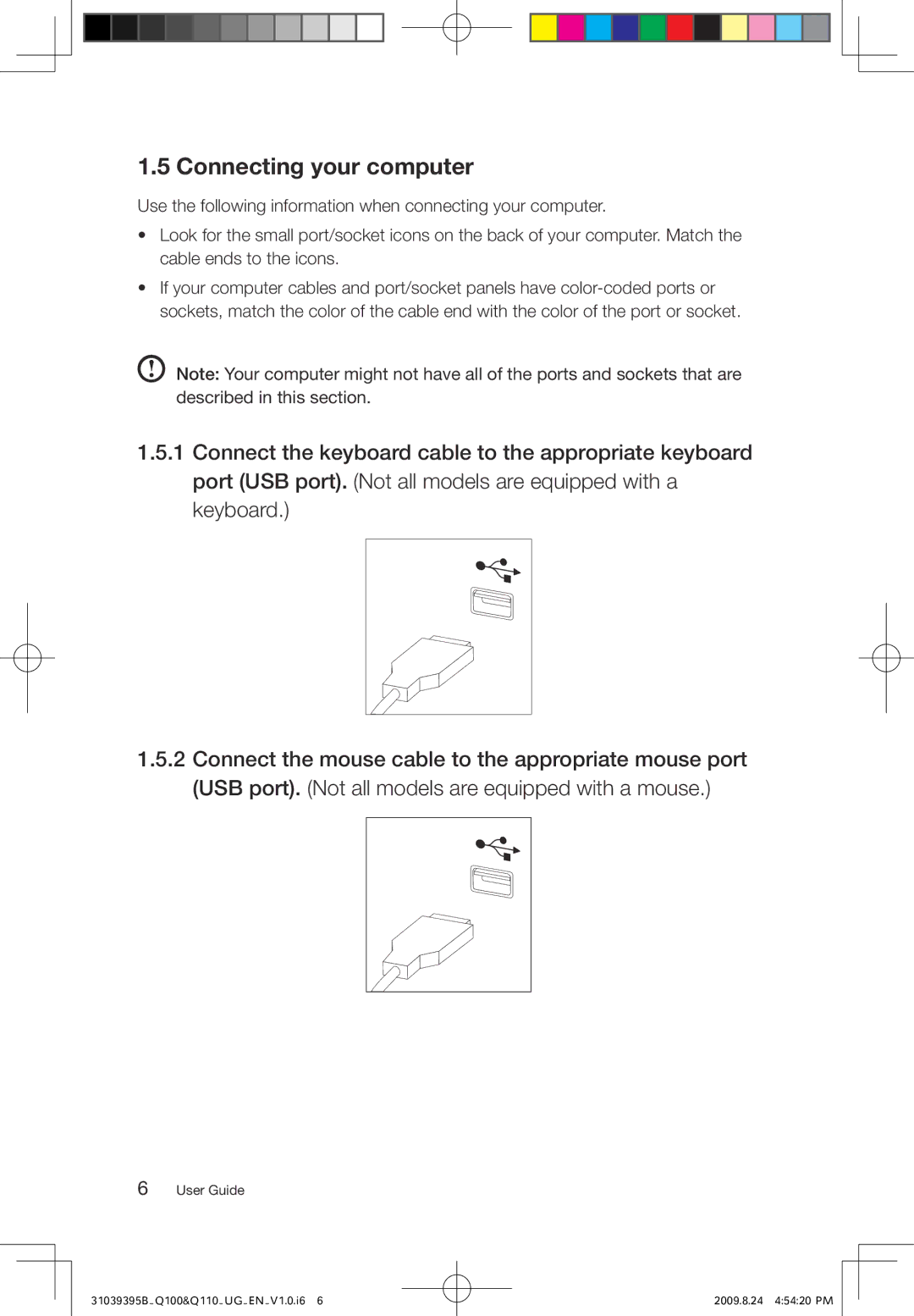 Lenovo Q110, Q100 manual Connecting your computer 