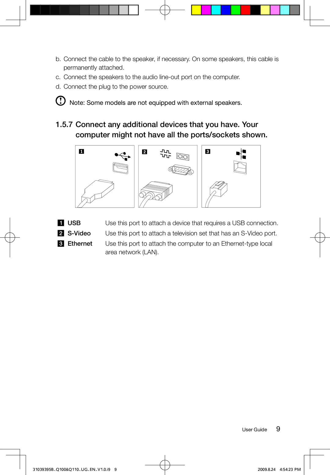 Lenovo Q100, Q110 manual Usb 