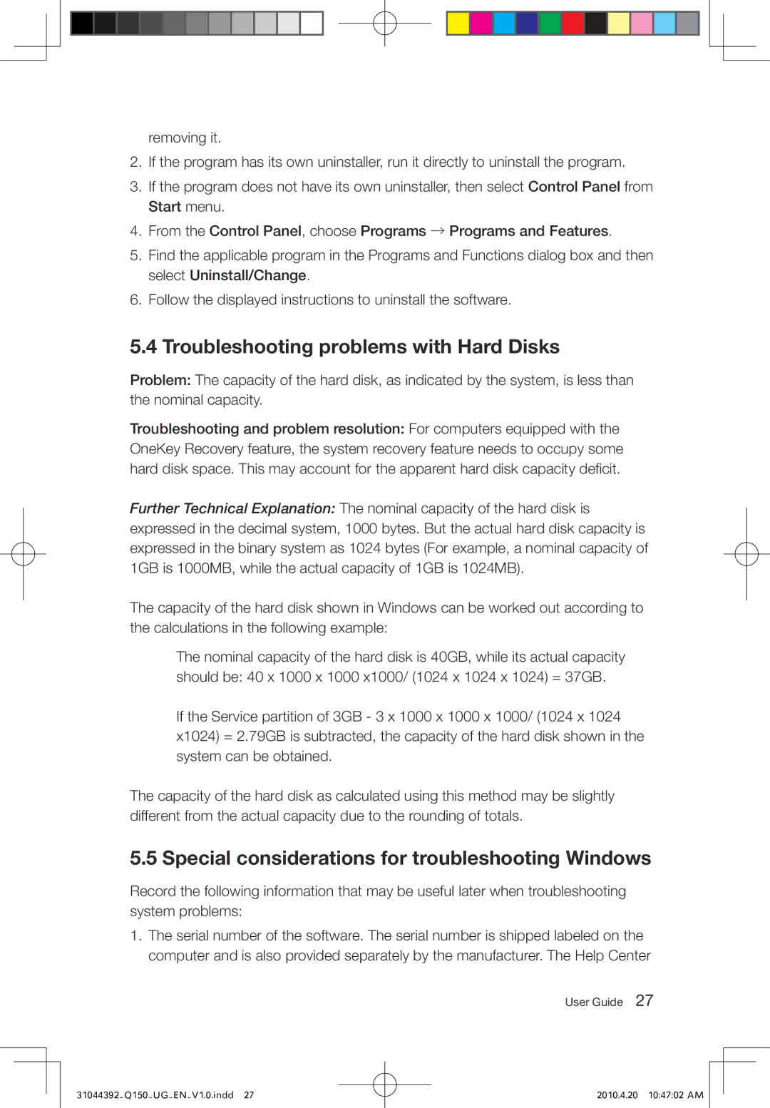 Lenovo Q150 manual Troubleshooting problems with Hard Disks, Special considerations for troubleshooting Windows 