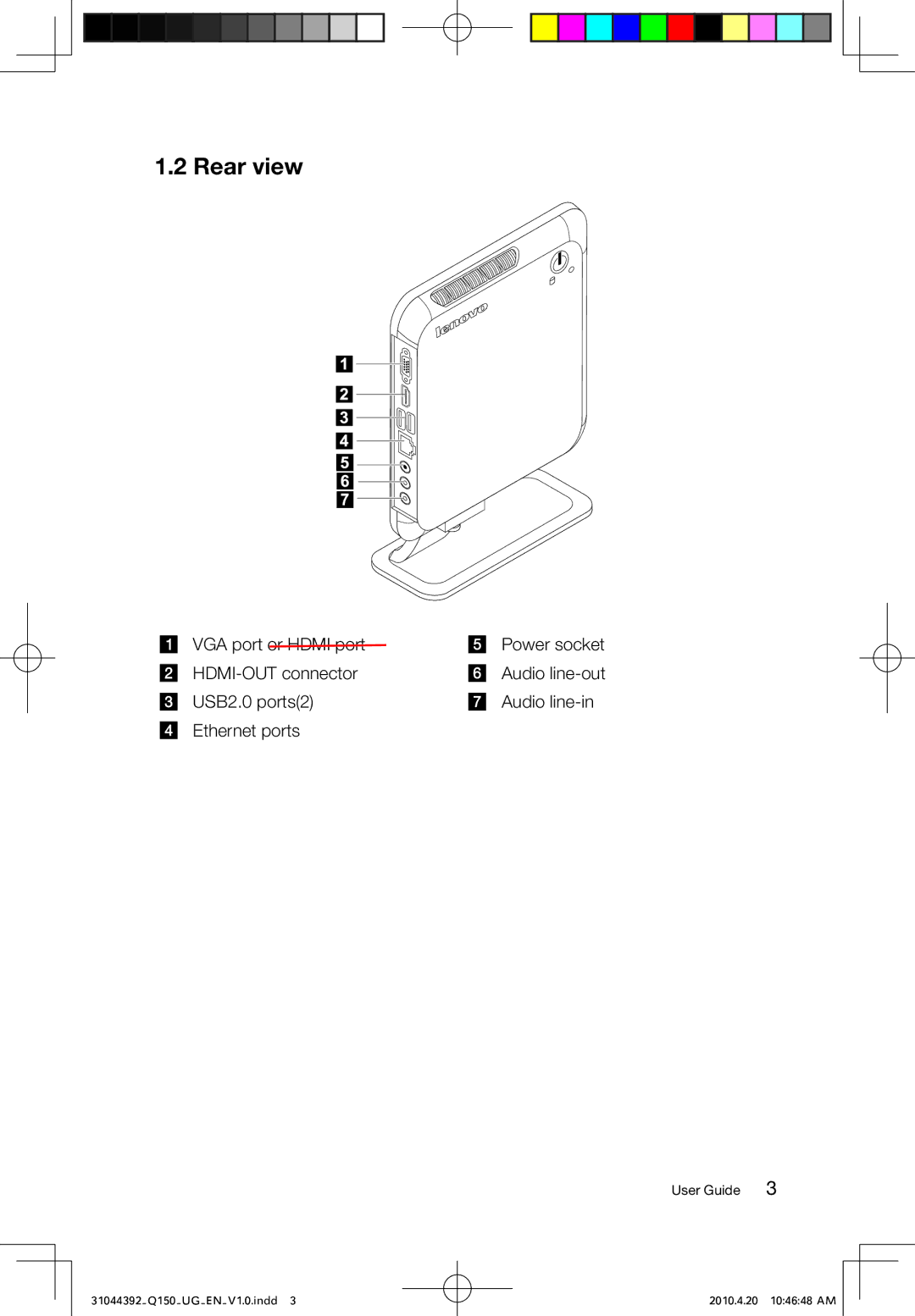 Lenovo Q150 manual Rear view 