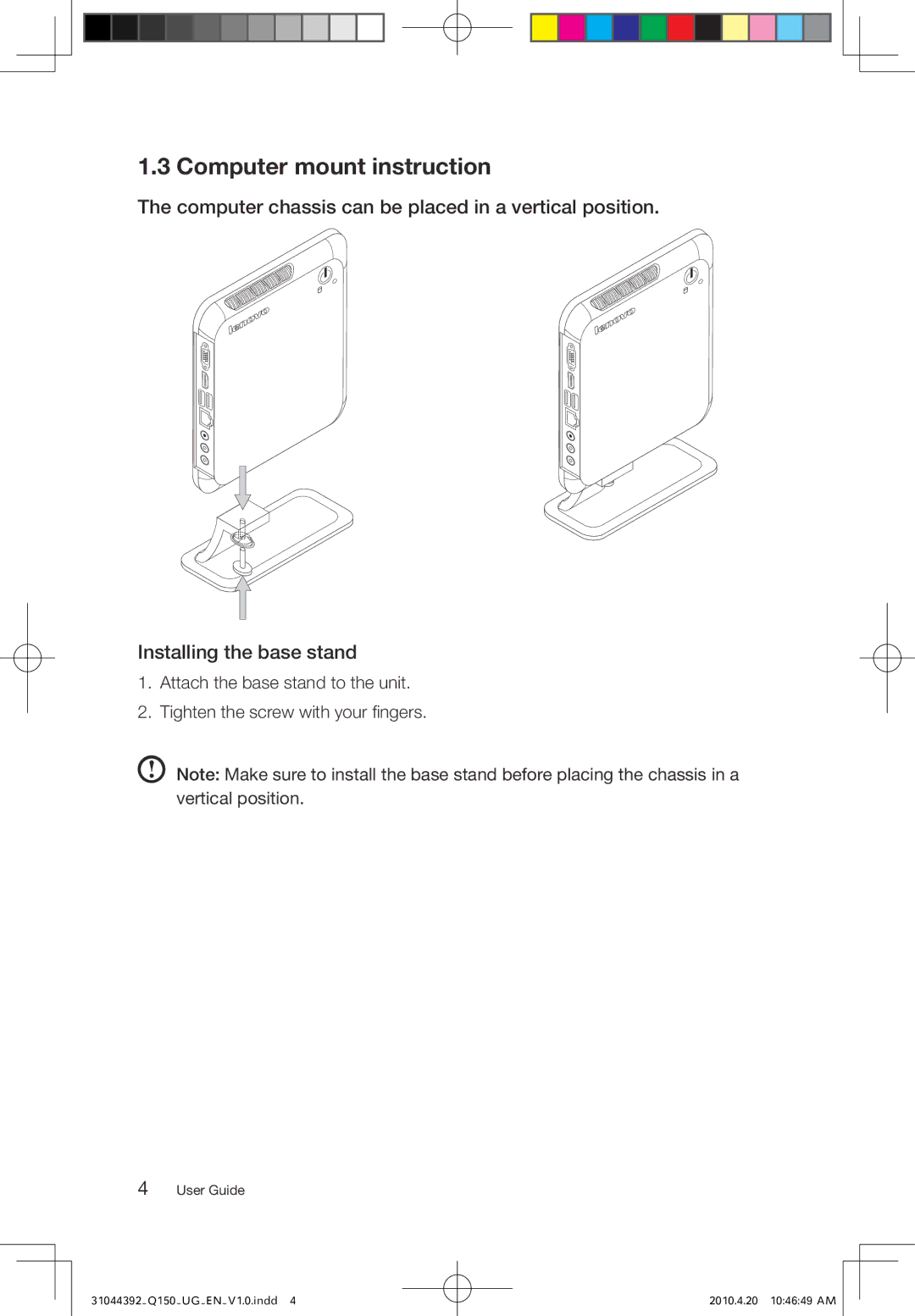 Lenovo Q150 manual Computer mount instruction 