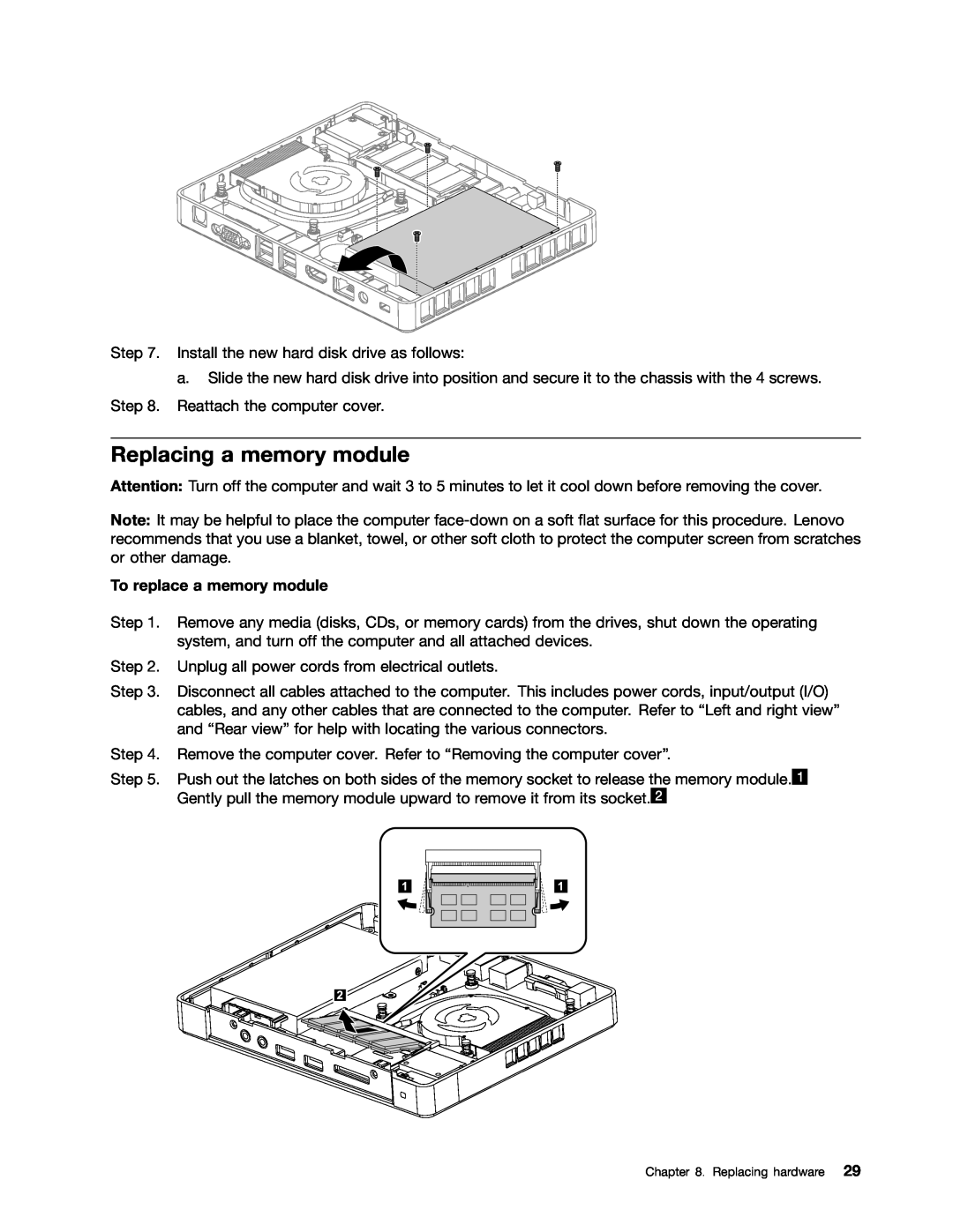 Lenovo Q180 manual Replacing a memory module, To replace a memory module 