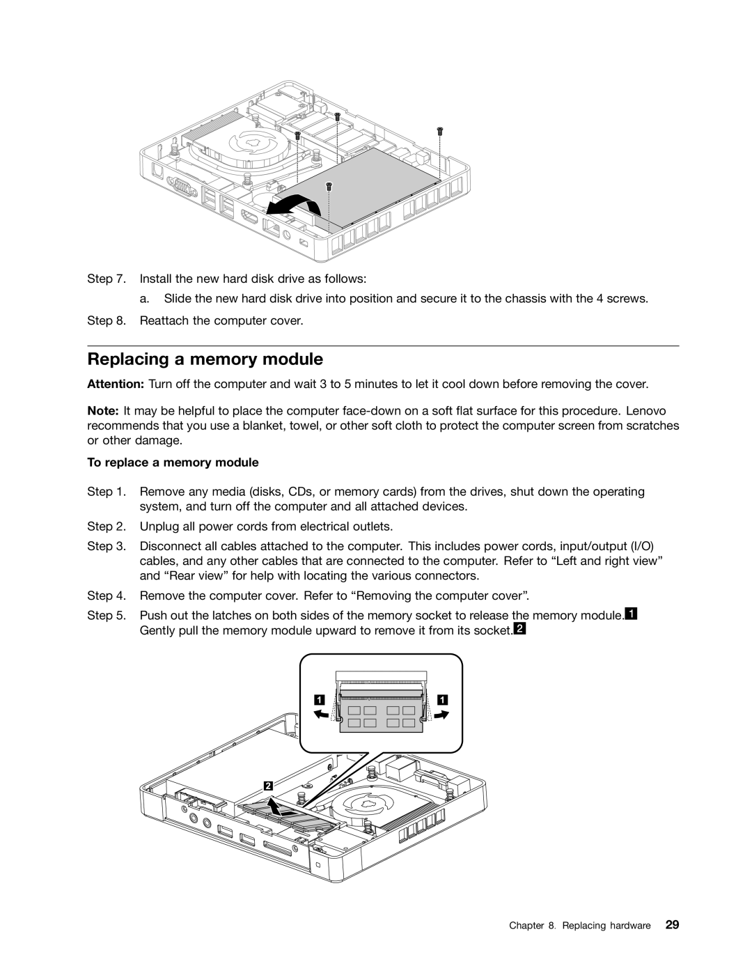 Lenovo Q180 manual Replacing a memory module, To replace a memory module 