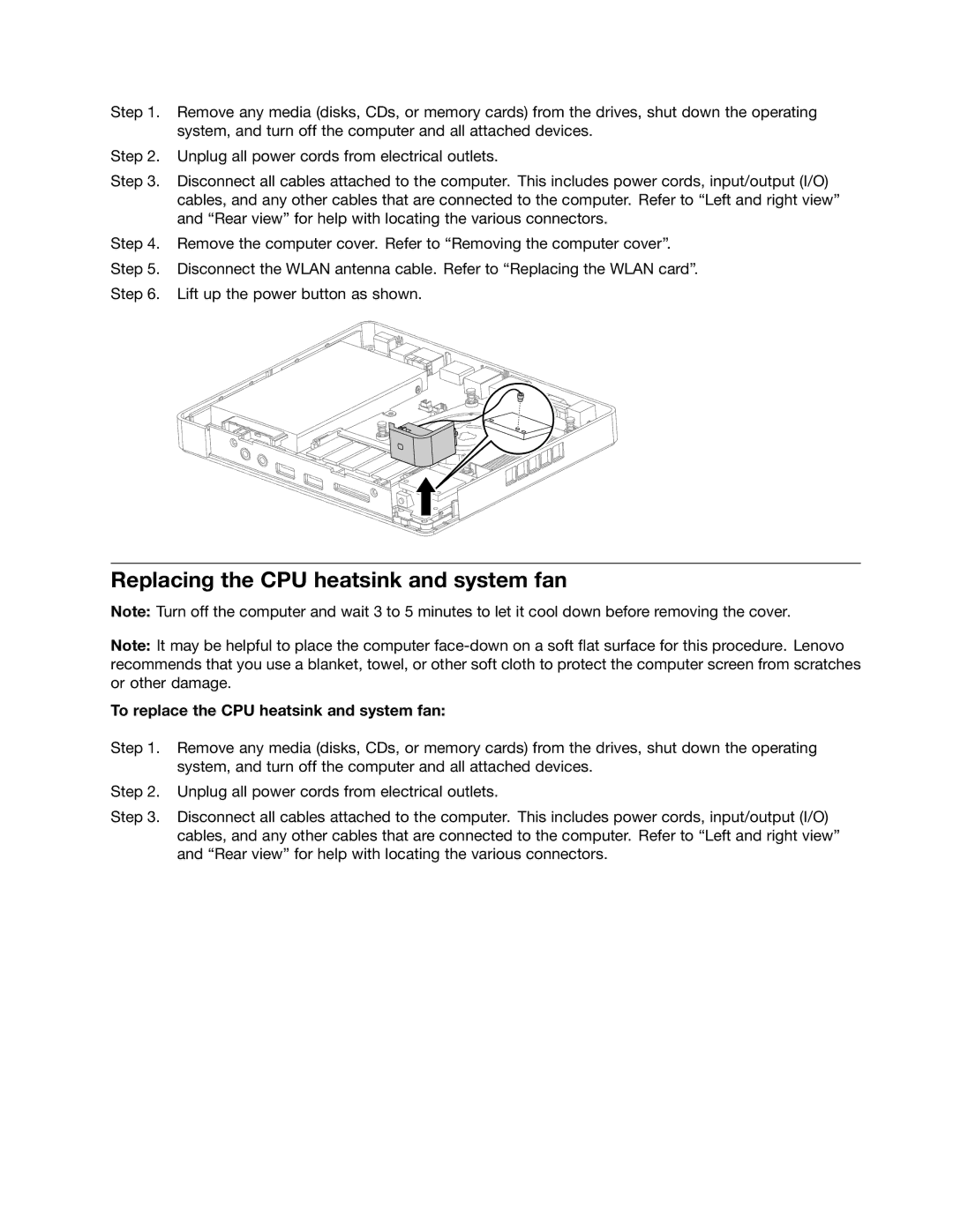 Lenovo Q180 manual Replacing the CPU heatsink and system fan, To replace the CPU heatsink and system fan 