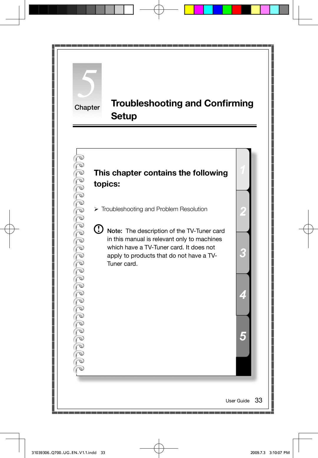 Lenovo Q700 manual Setup, Chapter, Troubleshooting and Confirming, This chapter contains the following topics, User Guide 