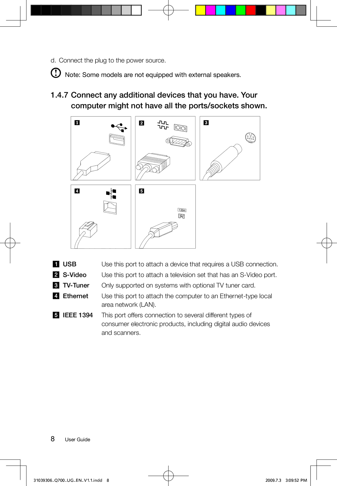 Lenovo Q700 manual Usb 